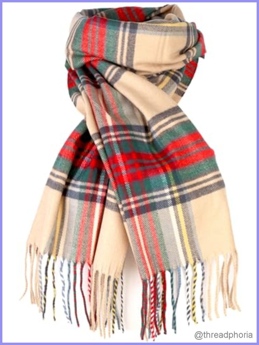 Women's Plaid Winter Scarf, 100% Acrylic, Lightweight 70x12in